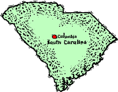 South Carolina woodcut map showing location of Columbia